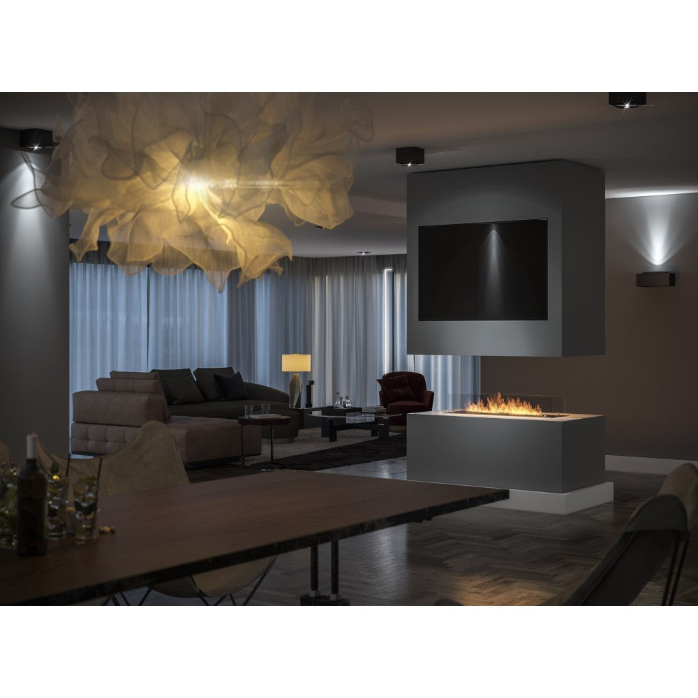 Bruciatore a Bioetanolo inserto/Appoggio 100cm in Inox con Vetri Inclusi