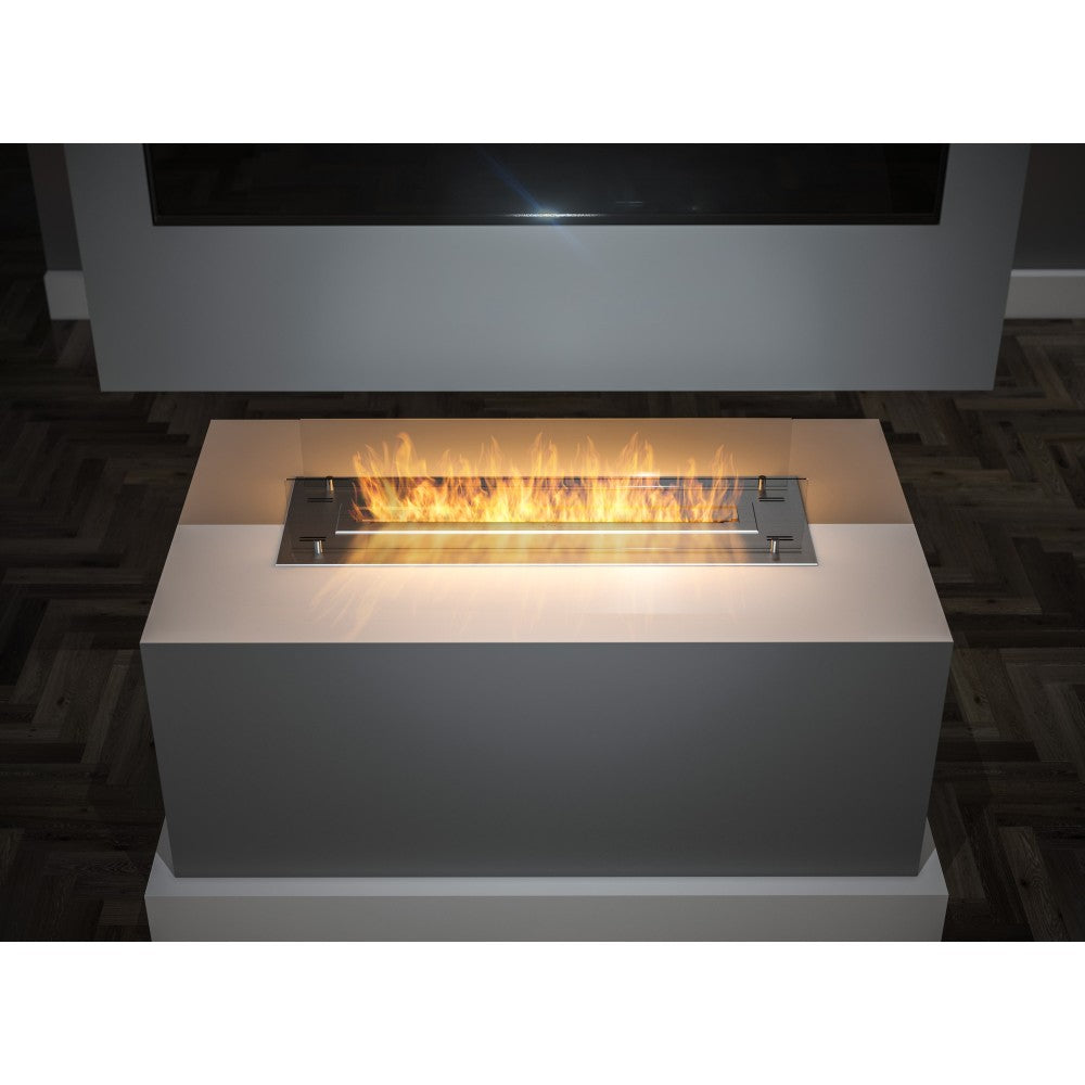 Bruciatore a Bioetanolo inserto/Appoggio 100cm in Inox con Vetri Inclusi