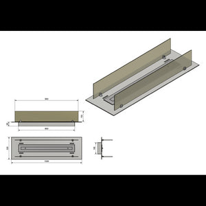 Bruciatore a Bioetanolo inserto/Appoggio 100cm in Inox con Vetri Inclusi