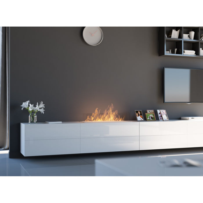 Bruciatore a Bioetanolo inserto/Appoggio 100cm in Inox con Vetri Inclusi