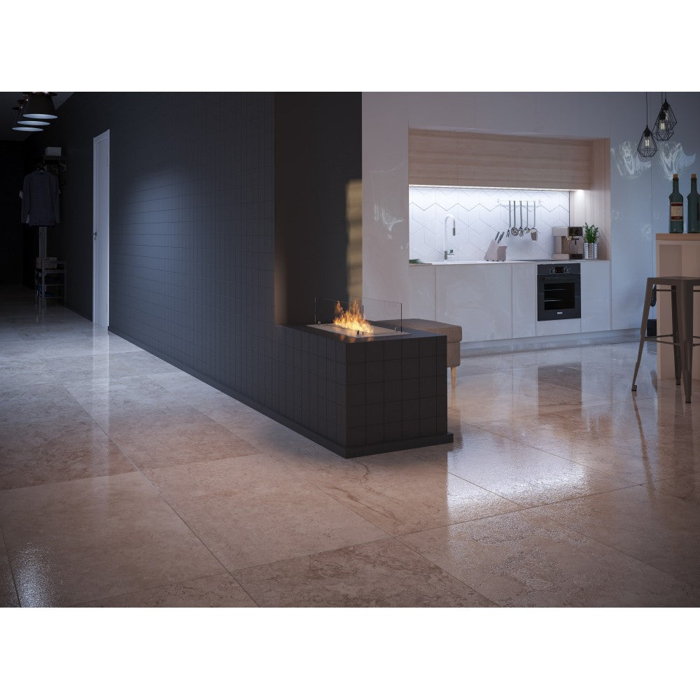 Bruciatore a Bioetanolo inserto/Appoggio 60cm in Inox con Vetri Inclusi