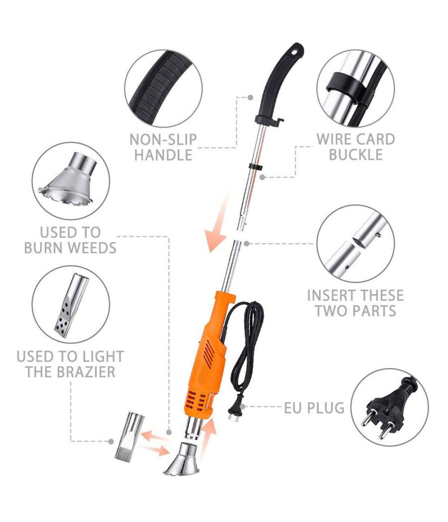 Bruciatore Erba Elettrico 2000w 230v Diserbante Termico Per Erbacce 60/650 Gradi         