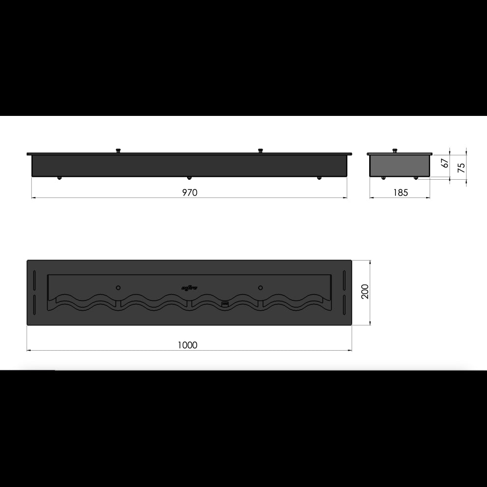 Bruciatore Inserto a Bioetanolo 100cm in Inox nero da incasso da 4 lt