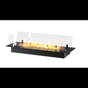 Bruciatore Inserto a Bioetanolo 100cm in Inox nero da incasso o appoggio da 3 lt con vetri inclusi