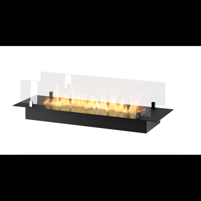 Bruciatore Inserto a Bioetanolo 100cm in Inox nero da incasso o appoggio da 3 lt con vetri inclusi