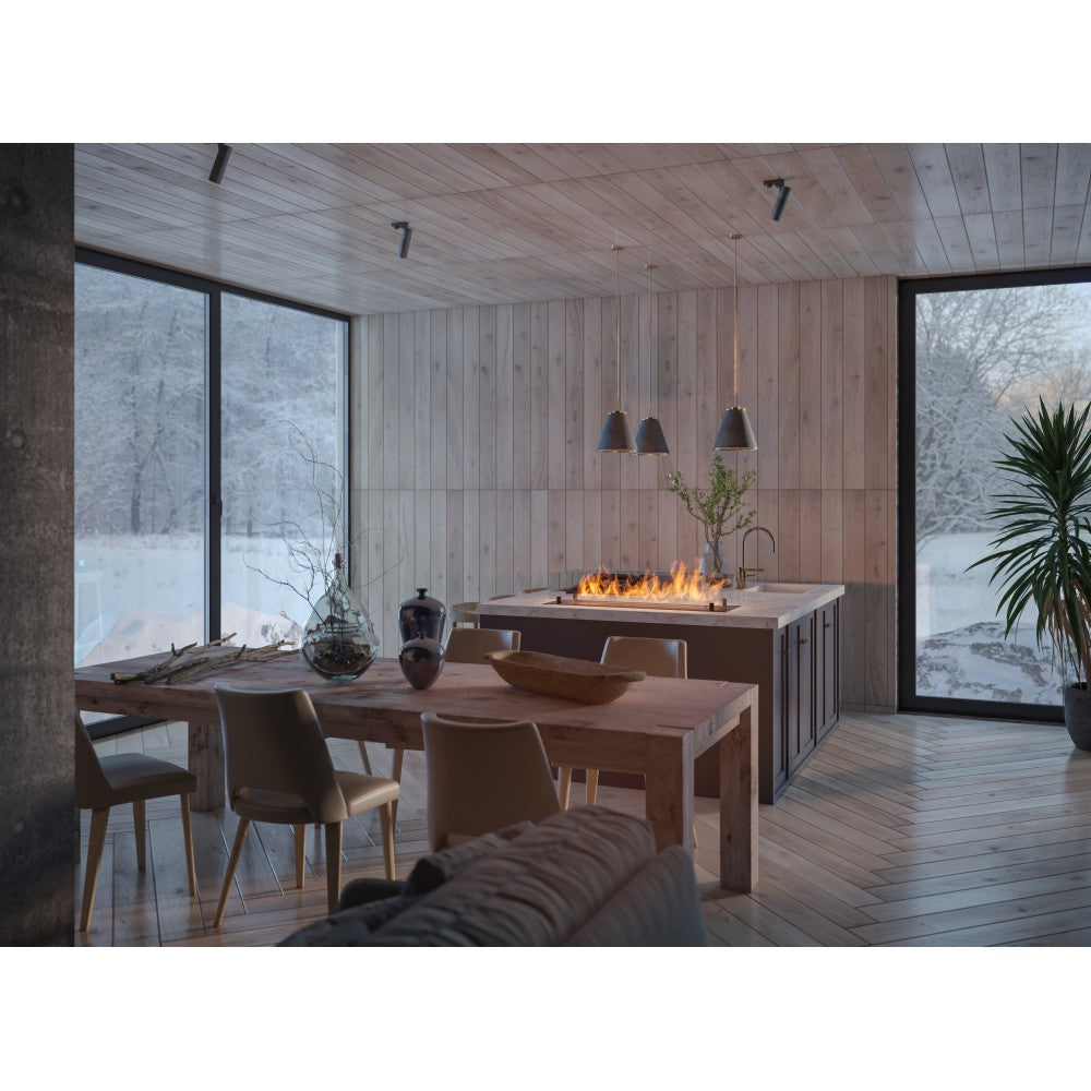 Bruciatore Inserto a Bioetanolo 100cm in Inox nero da incasso o appoggio da 3 lt con vetri inclusi