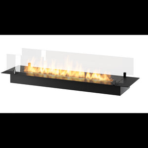 Bruciatore Inserto a Bioetanolo 120cm in Inox nero da incasso o appoggio da 4 lt con vetri inclusi