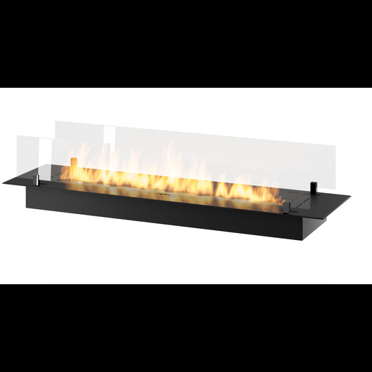 Bruciatore Inserto a Bioetanolo 120cm in Inox nero da incasso o appoggio da 4 lt con vetri inclusi