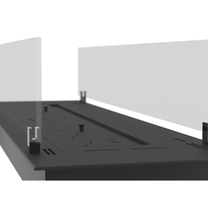 Bruciatore Inserto a Bioetanolo 120cm in Inox nero da incasso o appoggio da 4 lt con vetri inclusi