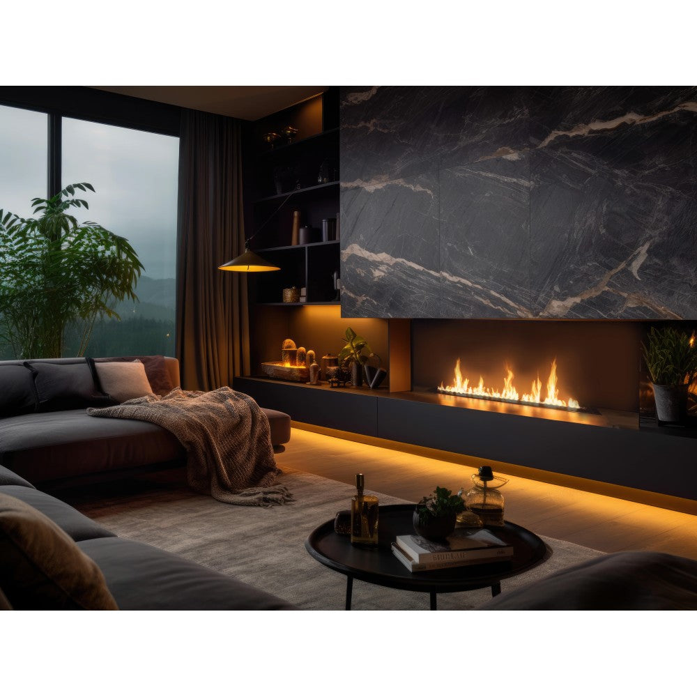 Bruciatore Inserto a Bioetanolo 150cm in Inox nero da incasso da 6 lt