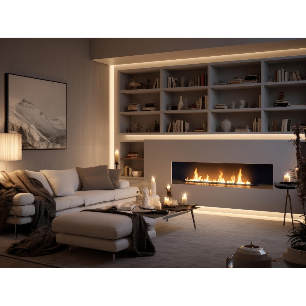 Bruciatore Inserto a Bioetanolo 150cm in Inox nero da incasso da 6 lt