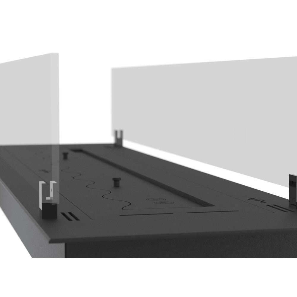 Bruciatore Inserto a Bioetanolo 150cm in Inox nero da incasso o appoggio da 5 lt con vetri inclusi