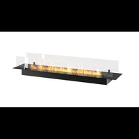 Bruciatore Inserto a Bioetanolo 150cm in Inox nero da incasso o appoggio da 5 lt con vetri inclusi