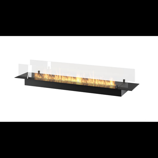 Bruciatore Inserto a Bioetanolo 150cm in Inox nero da incasso o appoggio da 5 lt con vetri inclusi