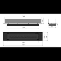 Bruciatore Inserto a Bioetanolo 150cm in Inox nero da incasso o appoggio da 5 lt con vetri inclusi