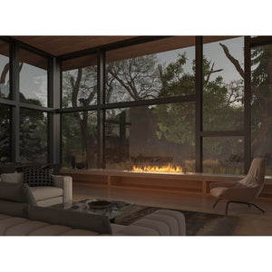 Bruciatore Inserto a Bioetanolo 200cm in Inox nero da incasso o appoggio da 6 lt con vetri inclusi