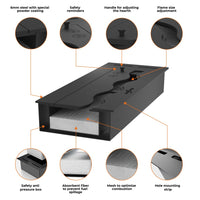 Bruciatore Inserto a Bioetanolo 50cm in Inox nero da incasso da 1 lt