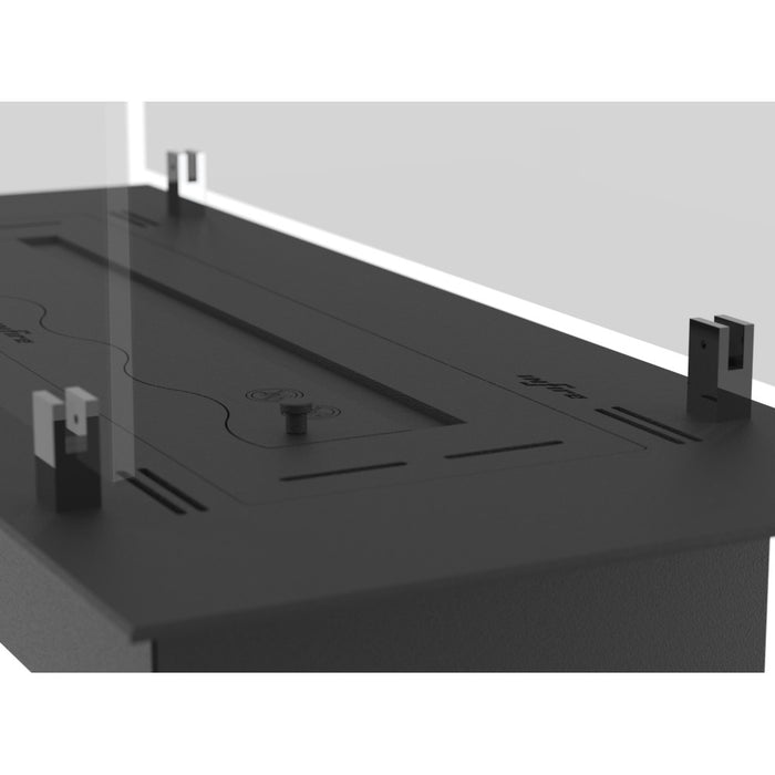 Bruciatore Inserto a Bioetanolo 60cm in Inox nero da incasso o appoggio da 1 lt con vetri inclusi