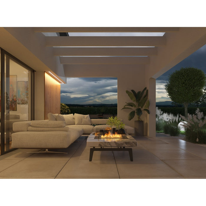 Bruciatore Inserto a Bioetanolo 80cm in Inox nero da incasso o appoggio da 1,2 lt con vetri inclusi