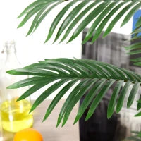 Palma in Plastica Decorativa con 20 Foglie, Pianta Finta con Vaso per Interno ed Esterno Alta 140cm