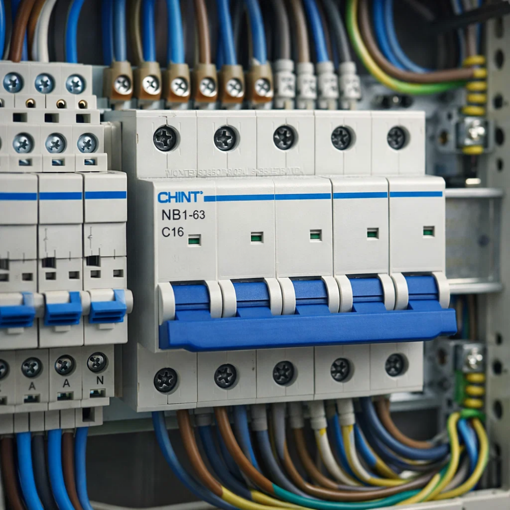 Chint nb1-63 interruttore magnetotermico 3p curva c 6ka guida din *** ampere 16 ampere, confezione 1