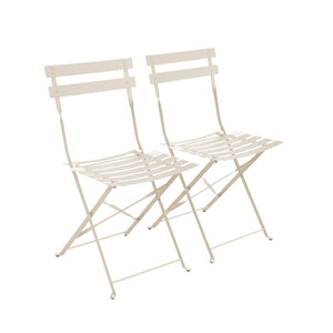 Set di 2 sedie da giardino pieghevole in metallo, beige