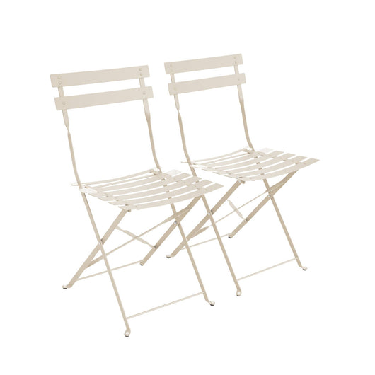 Set di 2 sedie da giardino pieghevole in metallo, beige