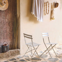 Set di 2 sedie da giardino pieghevole in metallo, beige
