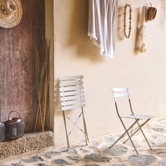 Set di 2 sedie da giardino pieghevole in metallo, beige