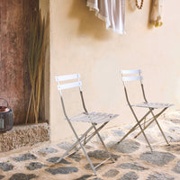 Set di 2 sedie da giardino pieghevole in metallo, beige