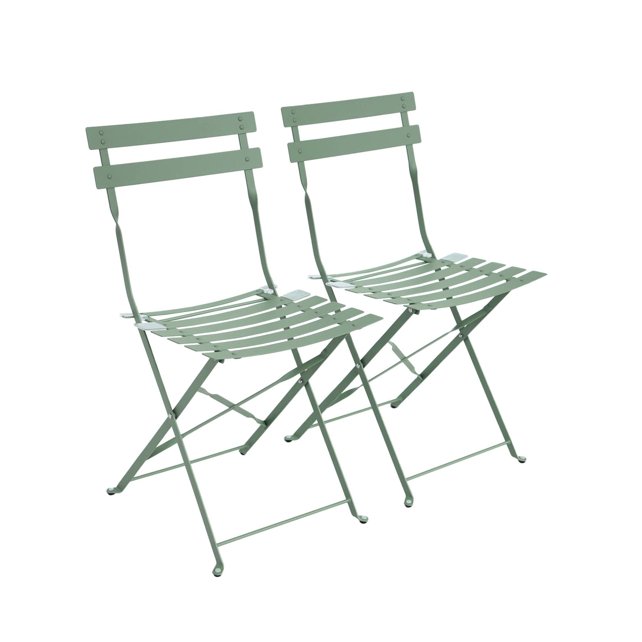Set di 2 sedie da giardino pieghevole in metallo, verde grigio