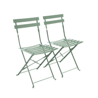 Set di 2 sedie da giardino pieghevole in metallo, verde grigio