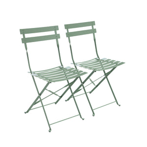 Set di 2 sedie da giardino pieghevole in metallo, verde grigio