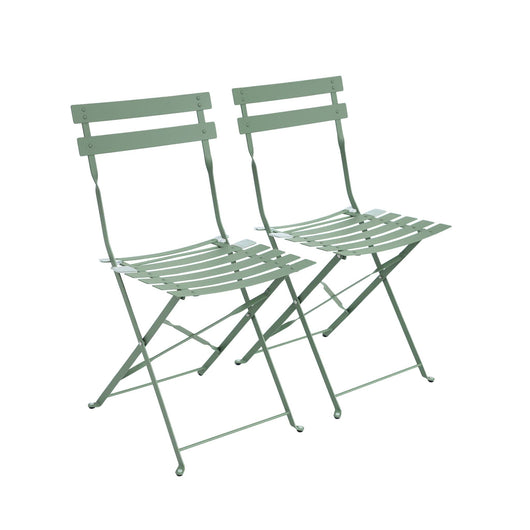 Set di 2 sedie da giardino pieghevole in metallo, verde grigio