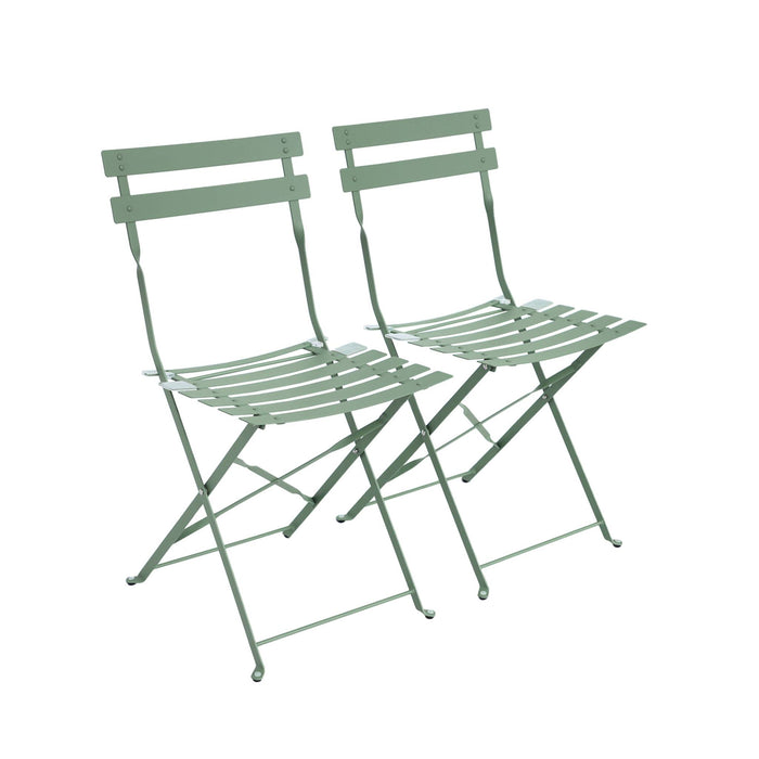 Set di 2 sedie da giardino pieghevole in metallo, verde grigio