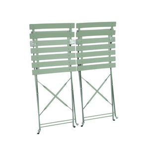 Set di 2 sedie da giardino pieghevole in metallo, verde grigio