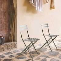 Set di 2 sedie da giardino pieghevole in metallo, verde kaki