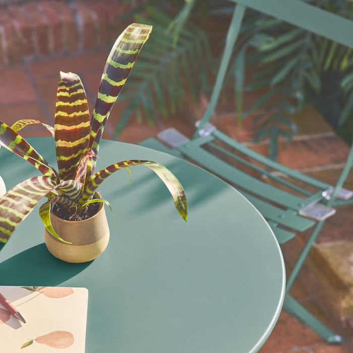 Tavolo da giardino bistrot pieghevole in metallo con 2 sedie, blu