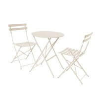Tavolo da giardino bistrot pieghevole in metallo con 2 sedie, beige
