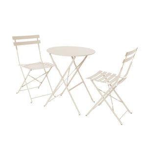 Tavolo da giardino bistrot pieghevole in metallo con 2 sedie, beige