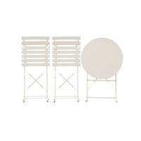 Tavolo da giardino bistrot pieghevole in metallo con 2 sedie, beige