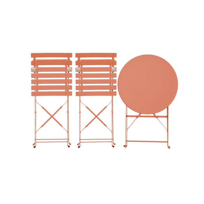 Tavolo da giardino bistrot pieghevole in metallo con 2 sedie, rosa