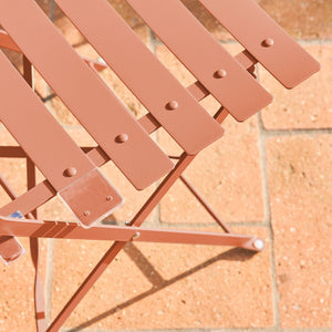 Tavolo da giardino bistrot pieghevole in metallo con 2 sedie, rosa