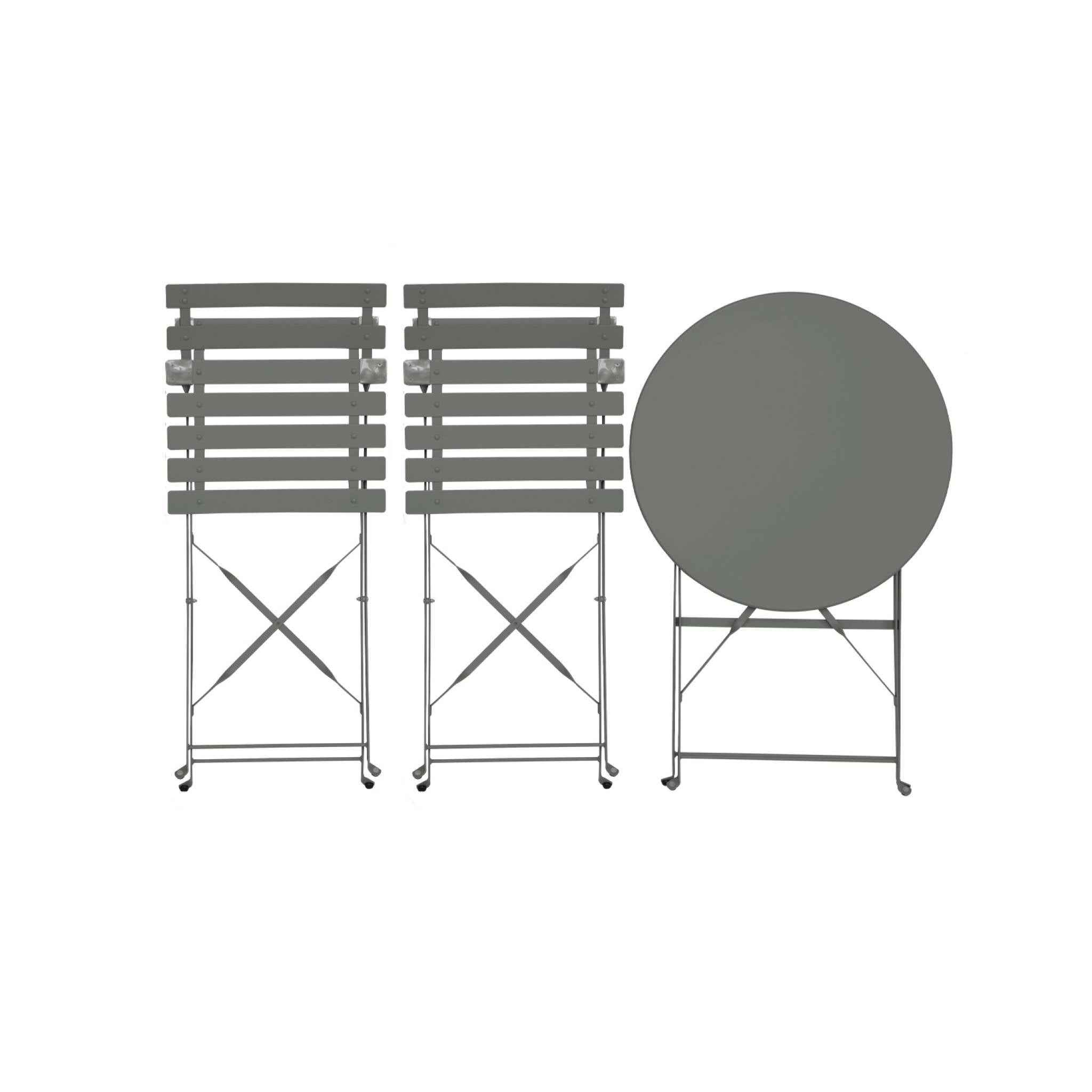 Tavolo da giardino bistrot pieghevole in metallo con 2 sedie, verde