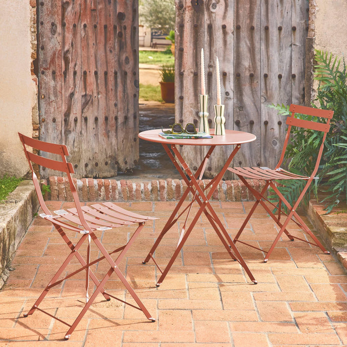 Tavolo da giardino bistrot pieghevole in metallo con 2 sedie,