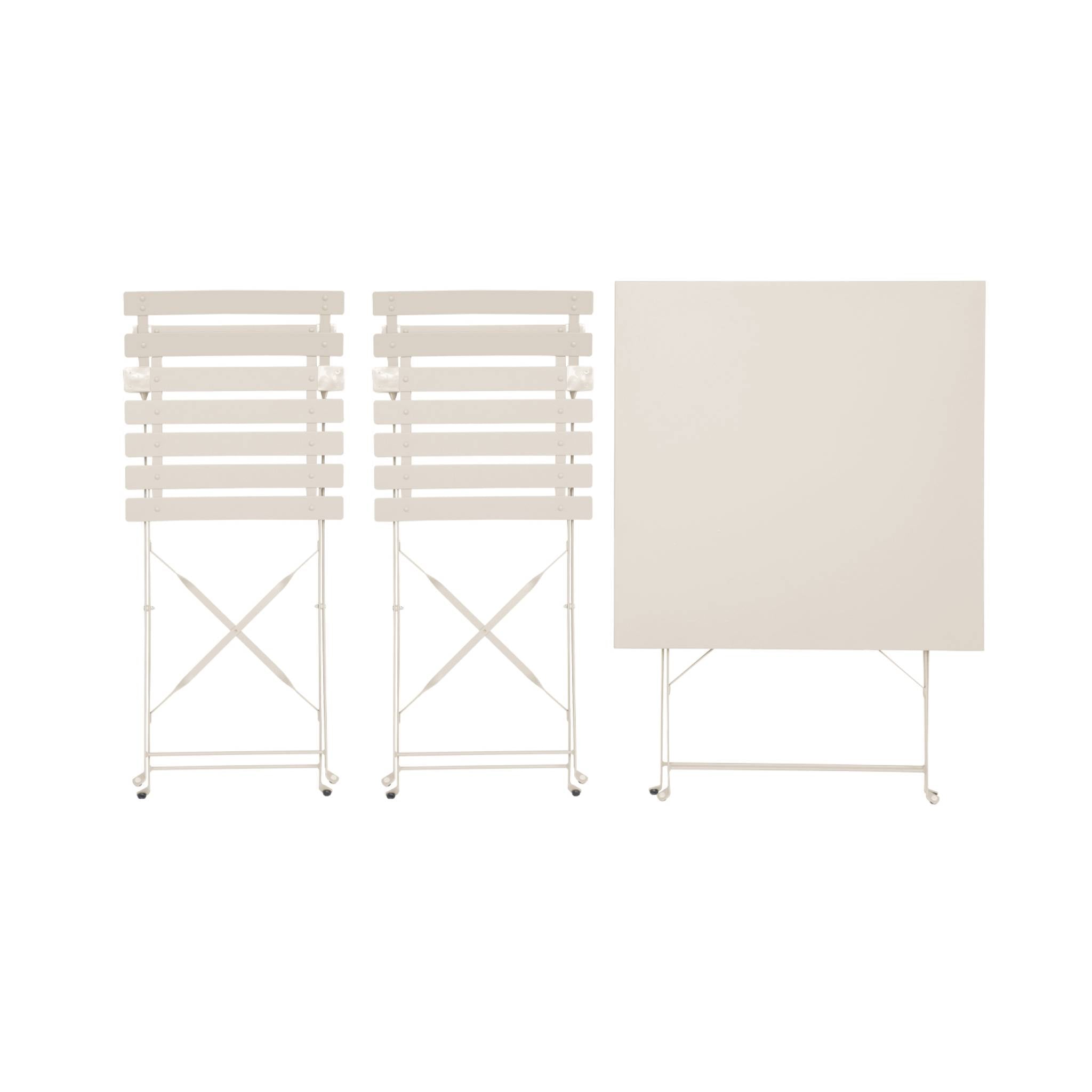 Tavolo da giardino bistrot pieghevole in metallo con 2 sedie, 70x70cm,