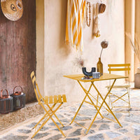 Tavolo da giardino pieghevole in metallo con 2 sedie, ocra