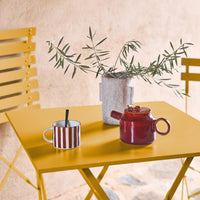 Tavolo da giardino pieghevole in metallo con 2 sedie, ocra