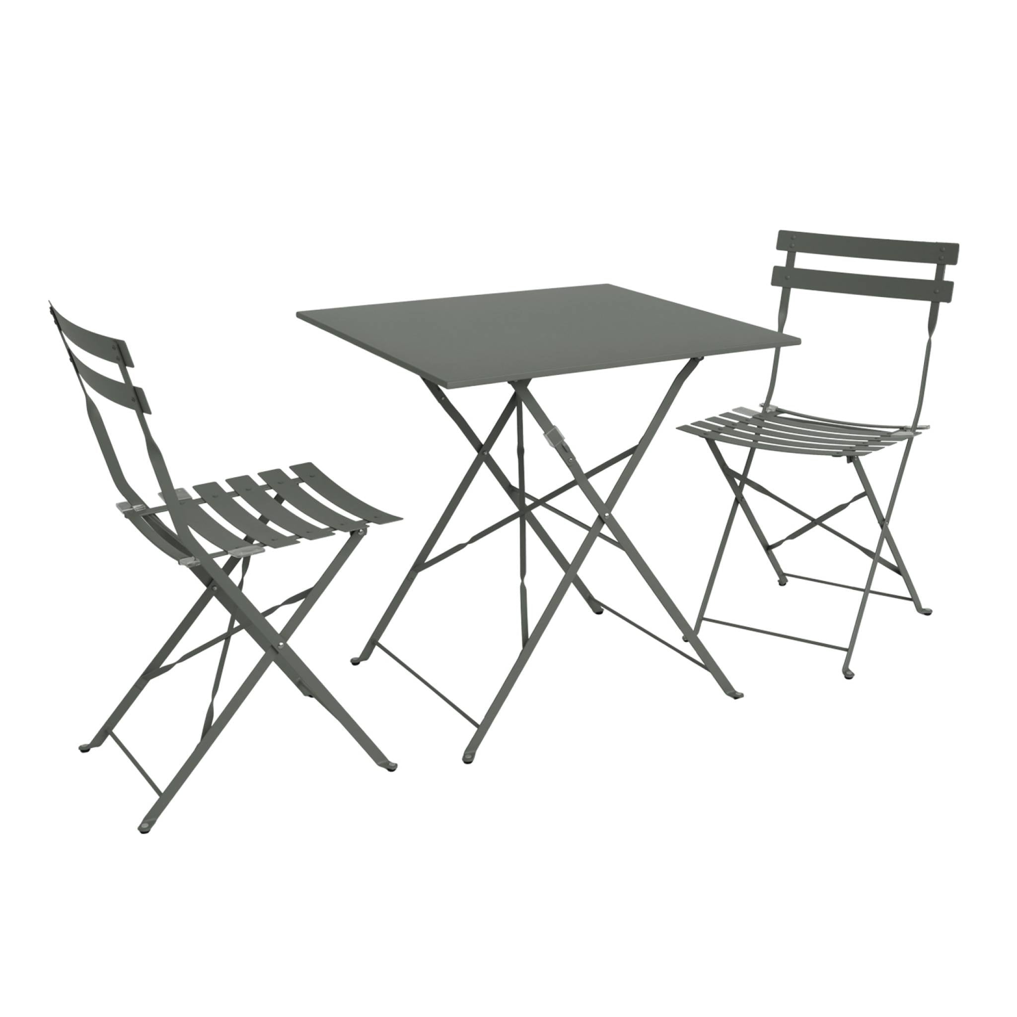 Tavolo da giardino bistrot pieghevole in metallo con 2 sedie, 70x70cm,