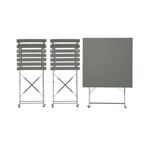 Tavolo da giardino bistrot pieghevole in metallo con 2 sedie, 70x70cm,